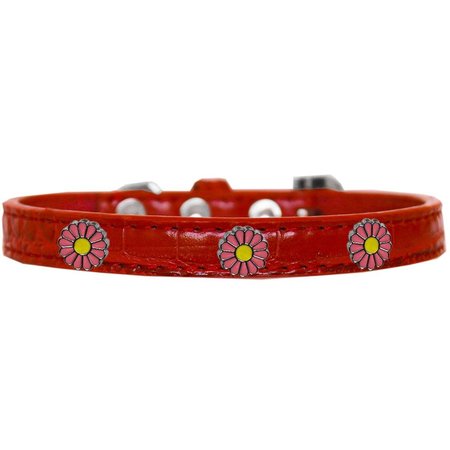 MIRAGE PET PRODUCTS Pink Daisy Widget Croc Dog Collar RedSize 20 720-25 RDC20